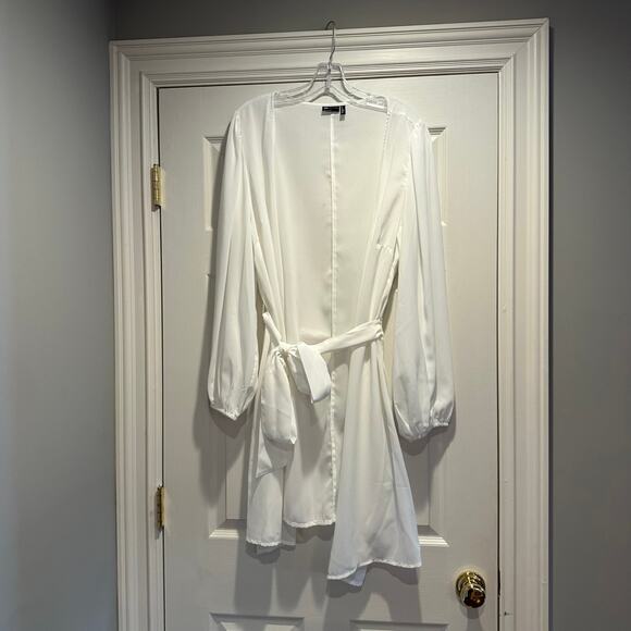 ASOS Lightweight balloon long sleeve Belted Robe Sheer Curve Made in India sz 16 - Picture 10 of 12